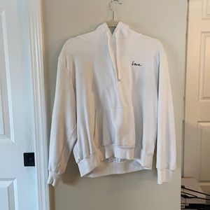 White cotton hoodie with love